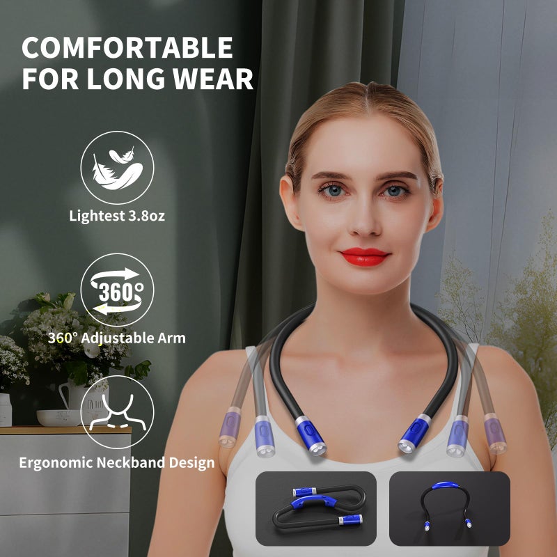 LUXJET Neck Reading Light & Book Light for Reading in Bed - Hands Free, 6 Brightness Levels, 360Â° Flexible Arms, 80-Hour Rechargeable - Reading, Knitting, Camping, Repairing - Gifts for Book Lovers - Image 5